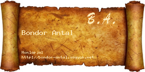 Bondor Antal névjegykártya